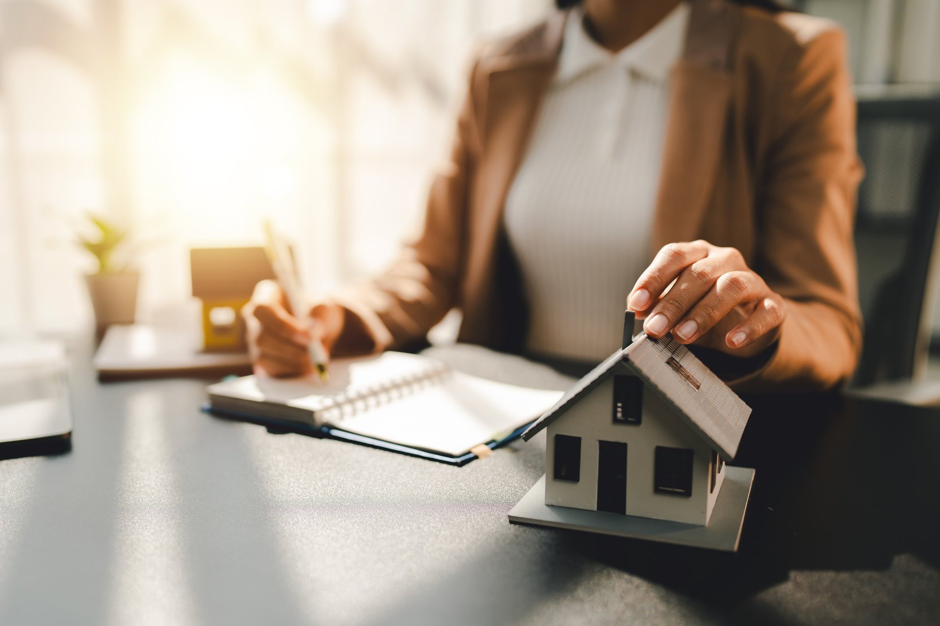 Real estate professional working with clients