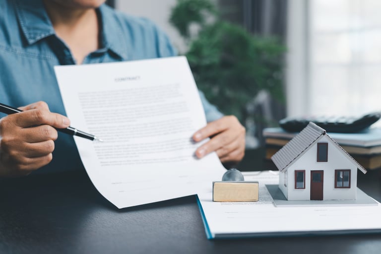 Real estate broker presenting building project details