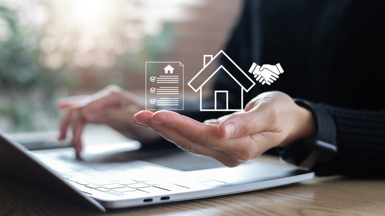 Digital real estate contract with handshake
